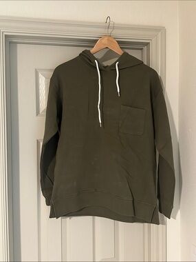 GAP Maternity Olive Green Hooded Pullover with White Drawstrings